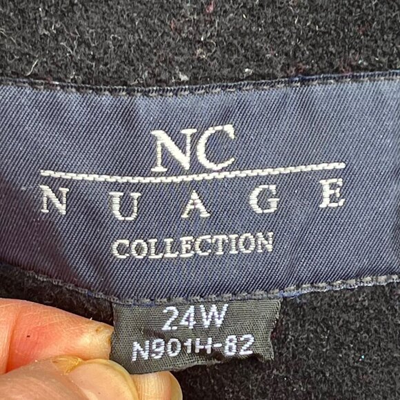 NC Nuage Womens Black Wool Blend Double Breasted Full Length Long Coat Size 24 W - Picture 9 of 9